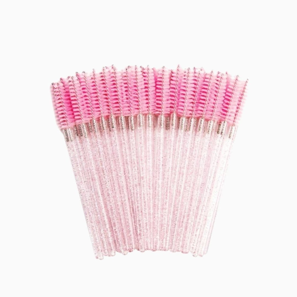 Одноразовые щеточки для ресниц и бровей – розовые | 50 шт.