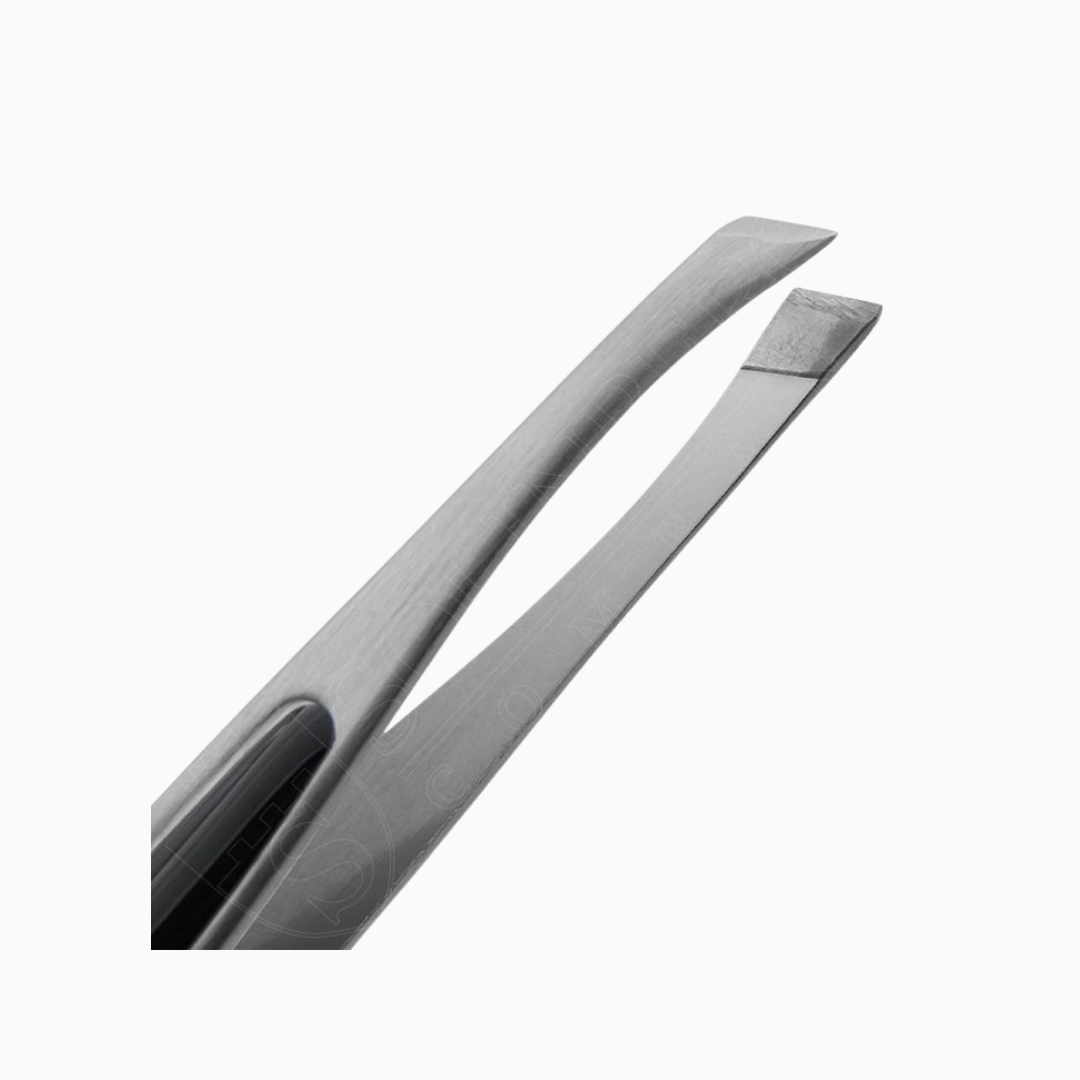 F084 | פינצטת גבות מקצועית כסף עם אחיזה שחורה