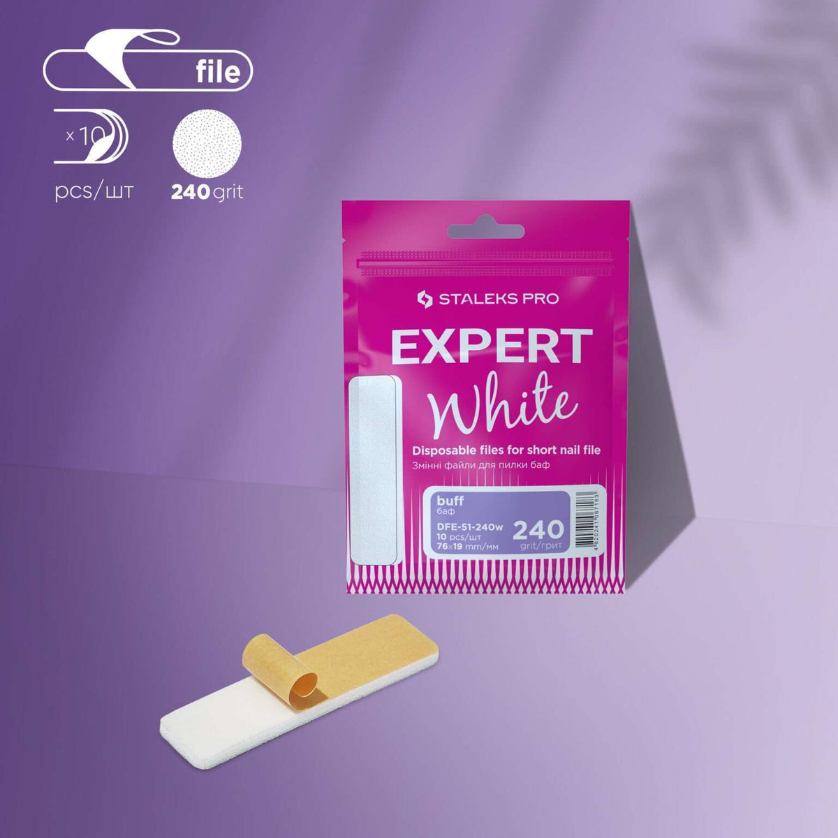 פצירות חד-פעמיות דקות חצי ירח STALEKS EXPERT 42 – גריט 240, 50 יח׳