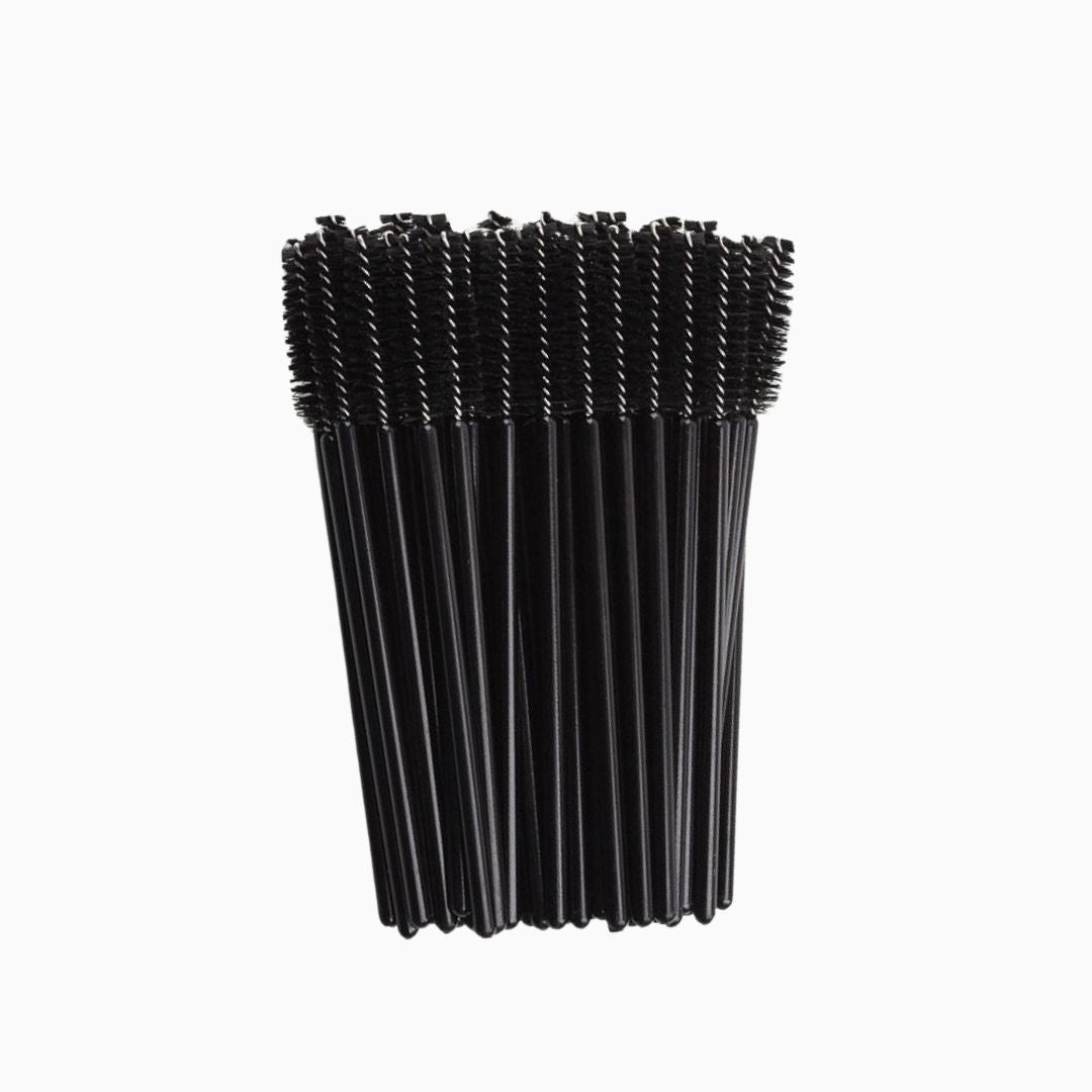 מברשות חד פעמיות לריסים וגבות שחורות – 50 יחידות