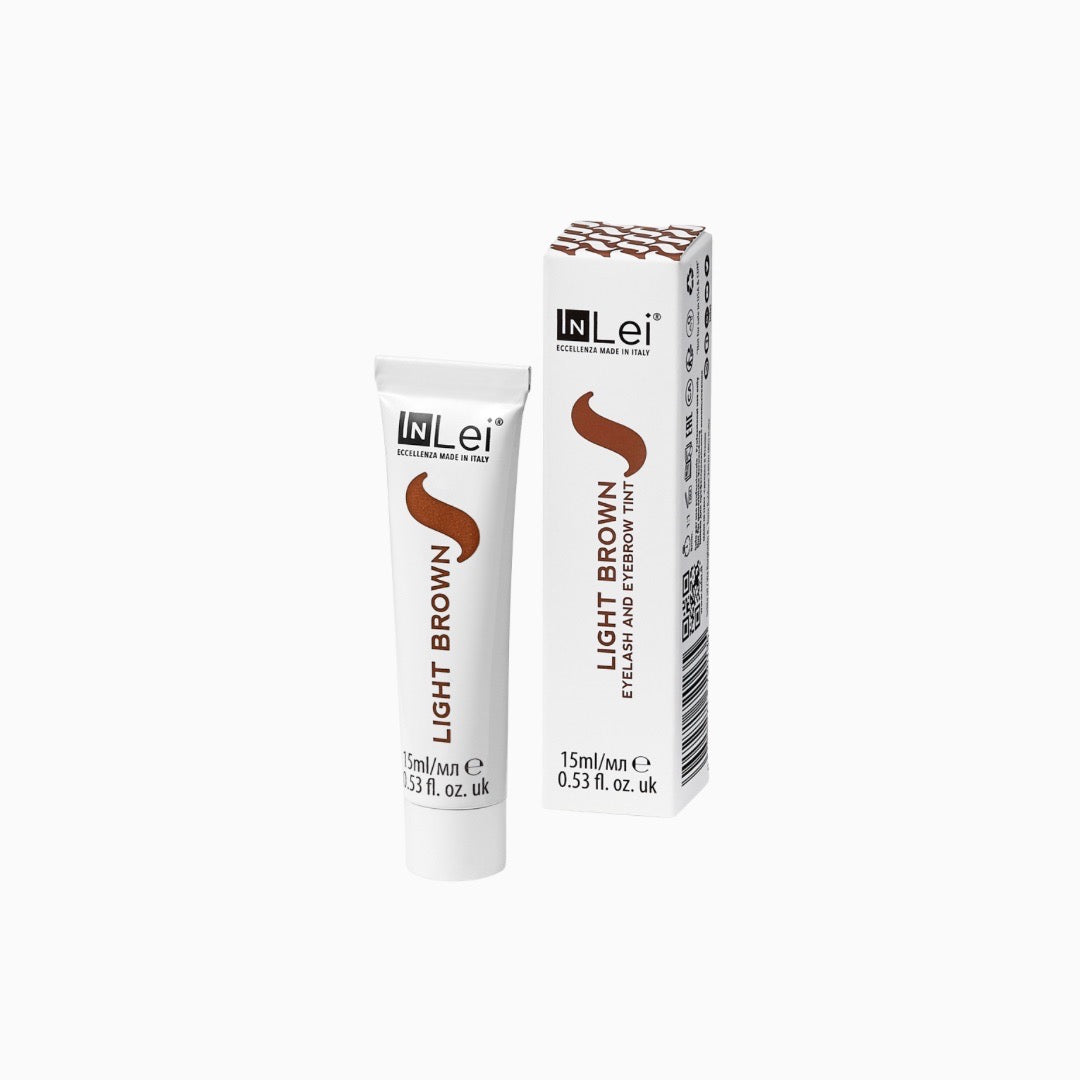 צבע מקצועי InLei Shiny Light Brown לריסים וגבות – שפופרת ואריזה מקורית
