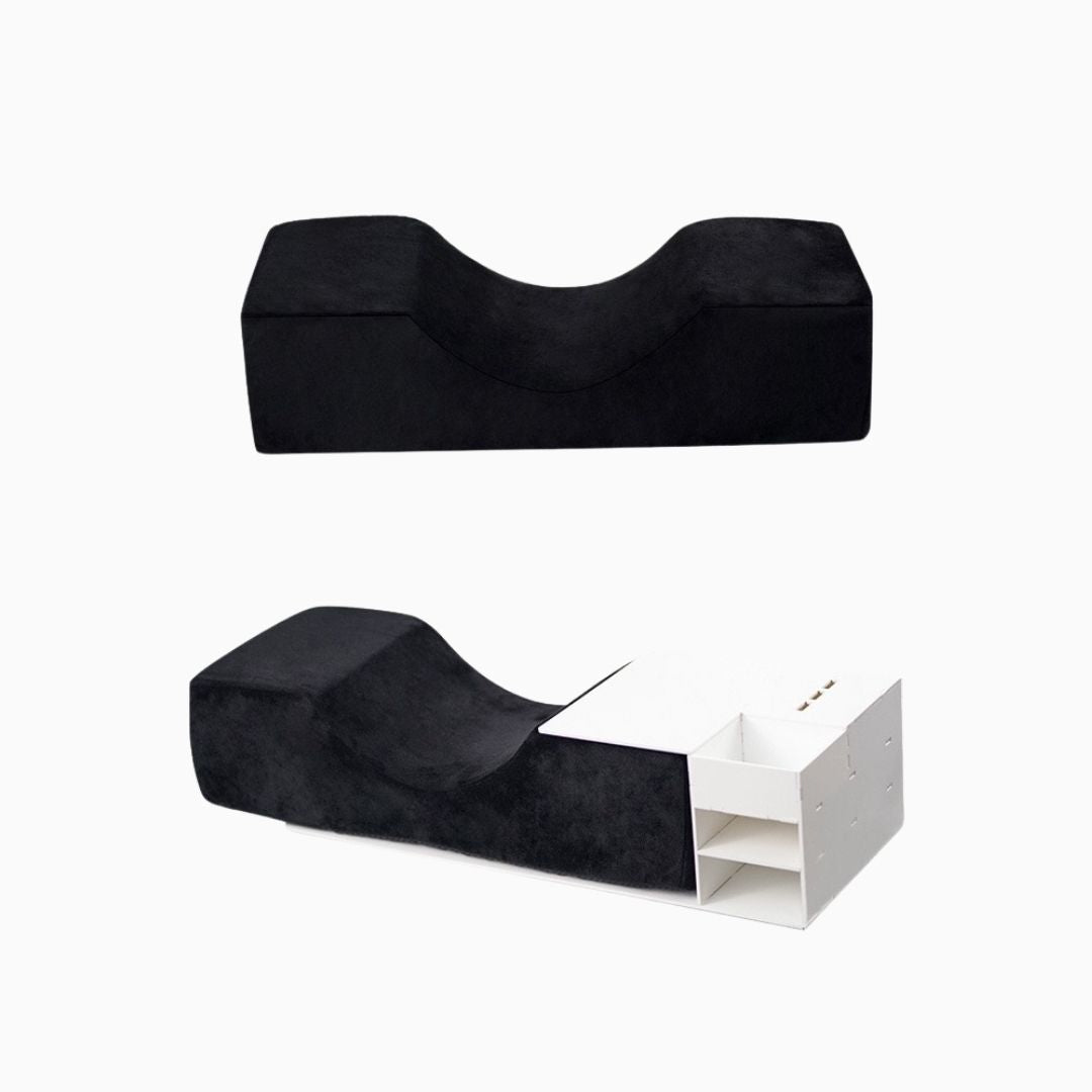 כרית תומכת לריסים בצבע שחור עם אחסון מובנה