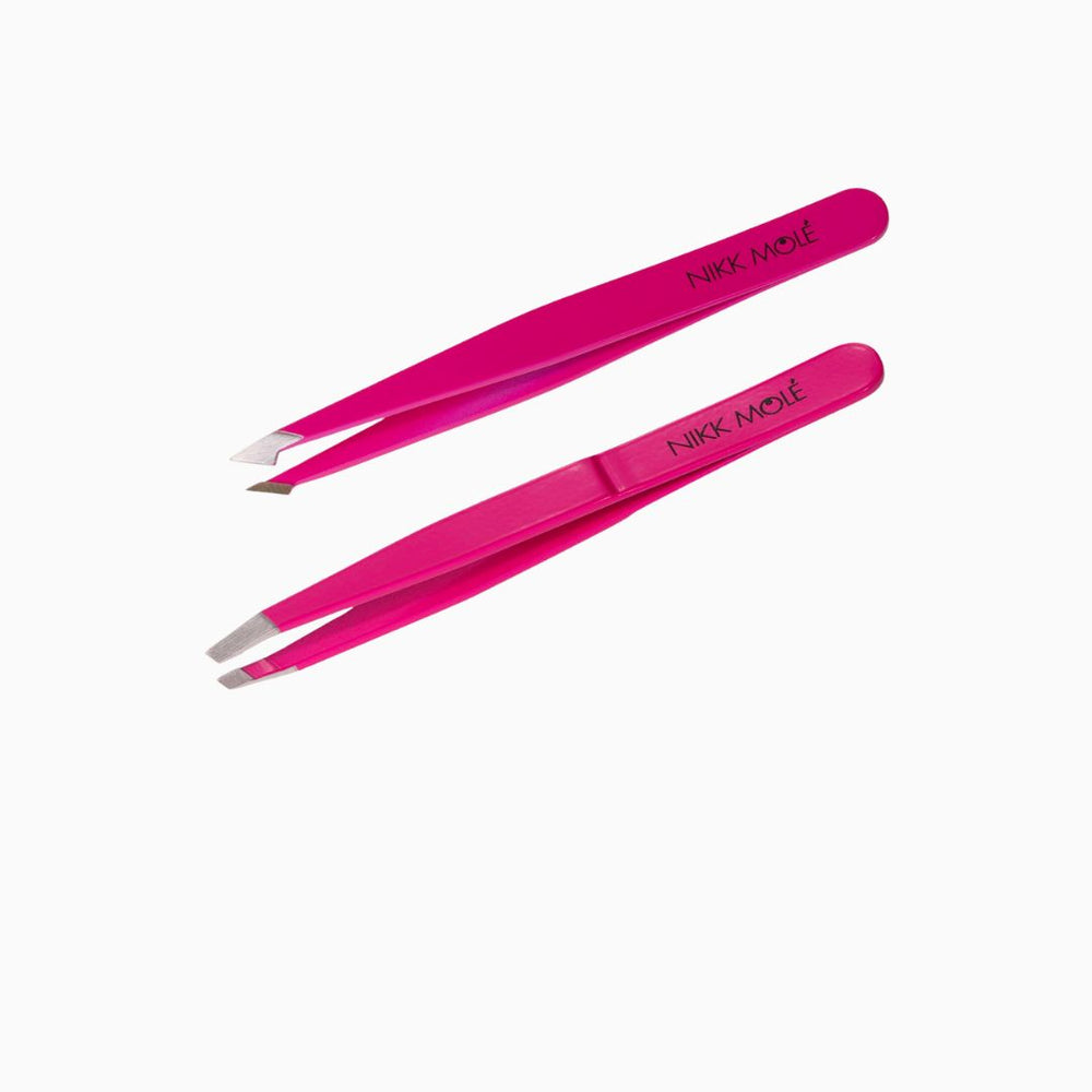 NIKK MOLE Eyebrow Tweezers Set 2pcs ורוד