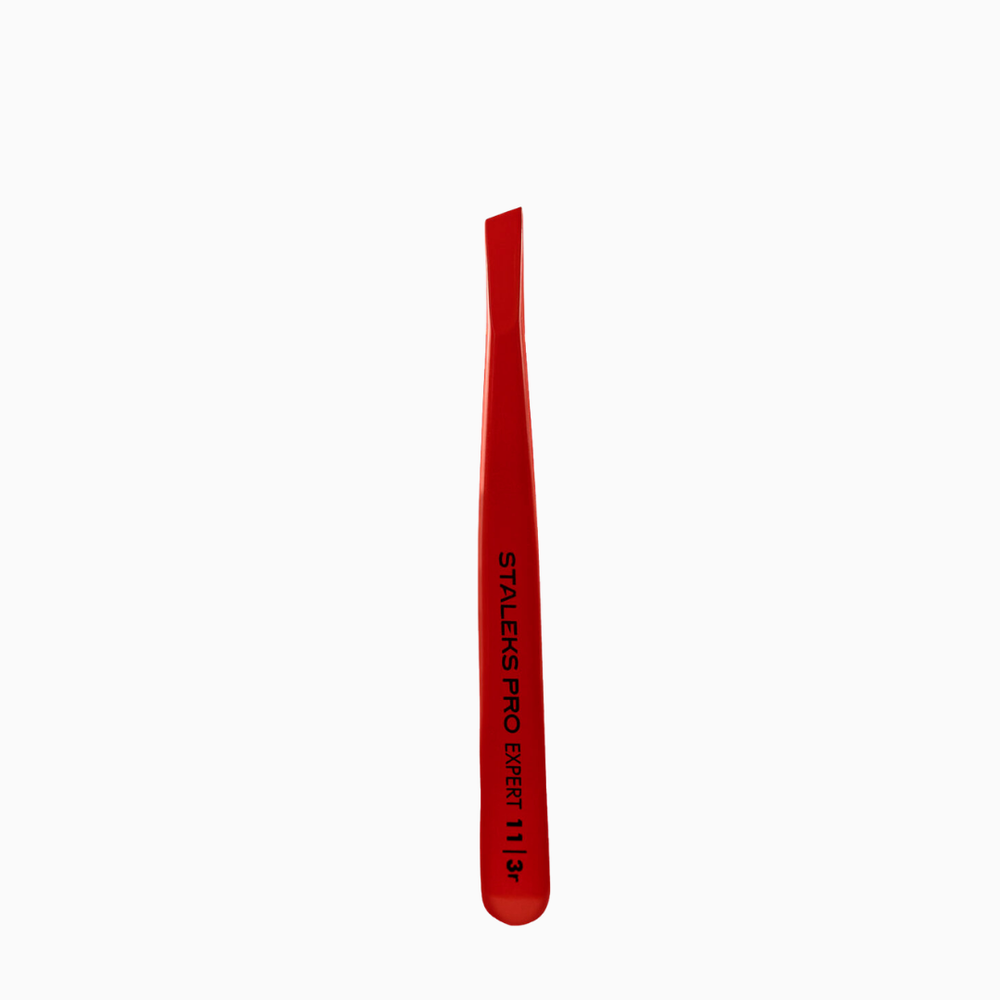 פינצטה מקצועית לגבות Staleks Pro Expert 11/3r בצבע אדום