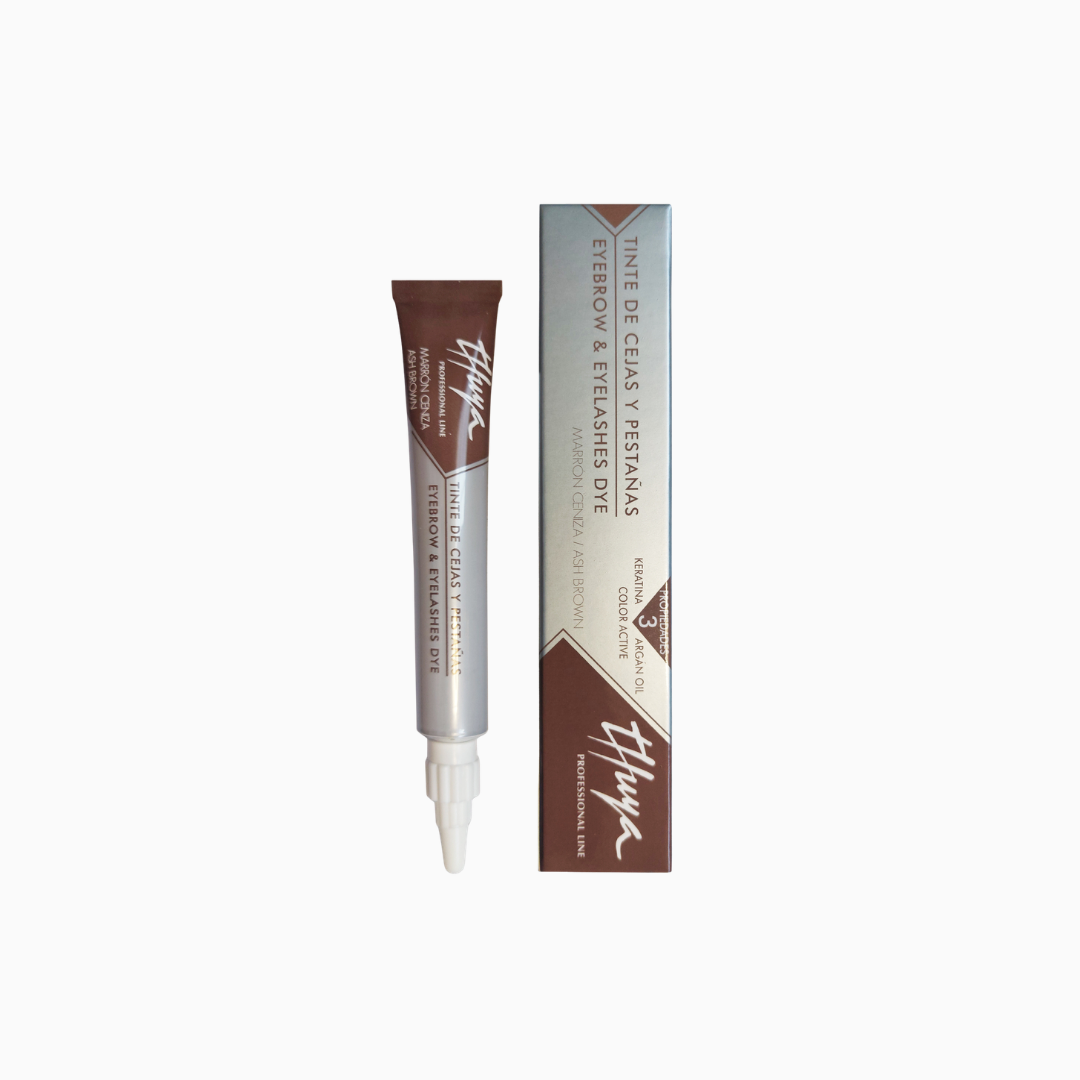 צבע מקצועי לגבות ולריסים Thuya בגוון חום אפרפר Ash Brown באריזה מקורית