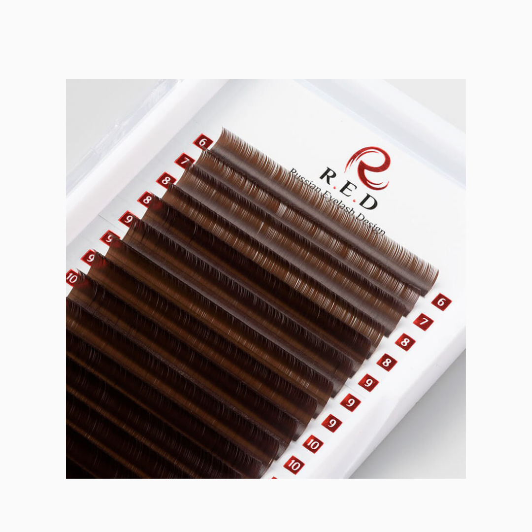Eyelash Extensions Red Brown | ריסים להלחמה אורך בודד