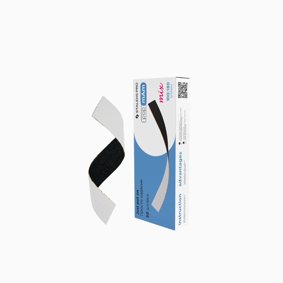 Одноразовые двусторонние пилки PAPMAM Mix Half-moon EXPERT 20 | 100/180 грит | 50 шт.