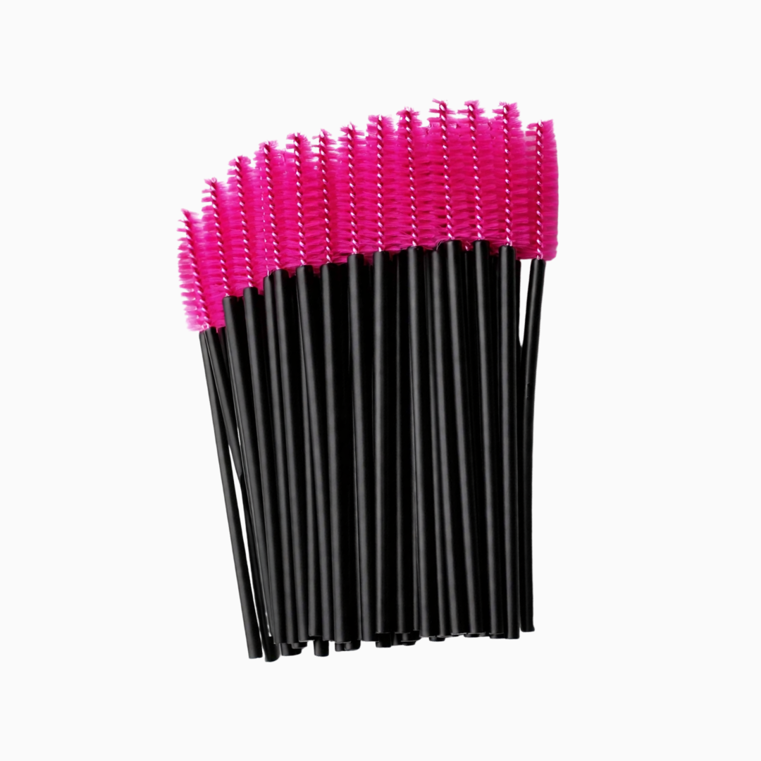 מברשות חד פעמיות לריסים וגבות – ורוד-שחור | 50 יח׳