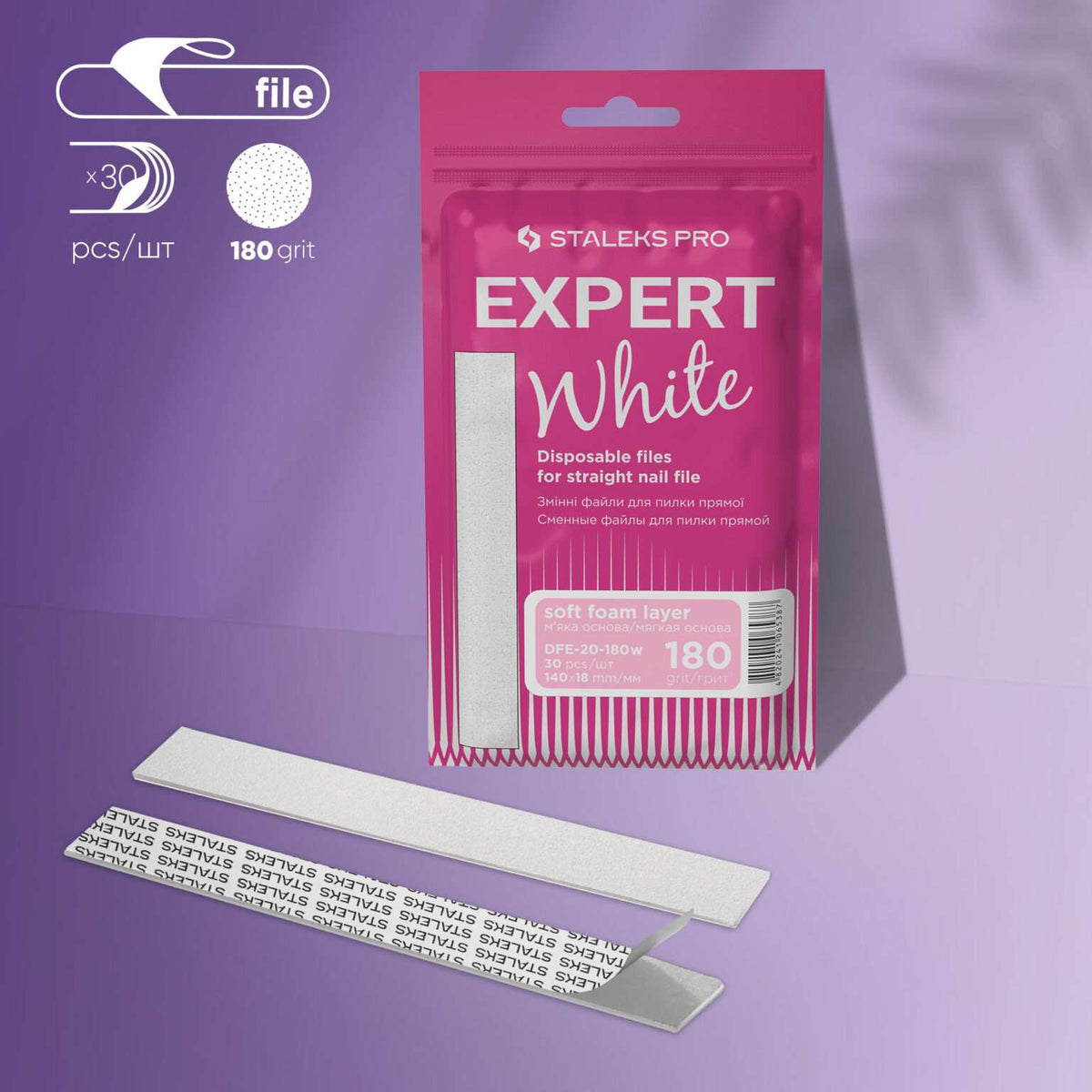 פצירות חד-פעמיות עם שכבת ספוג רכה STALEKS EXPERT 20 – גריט 180, 30 יח׳