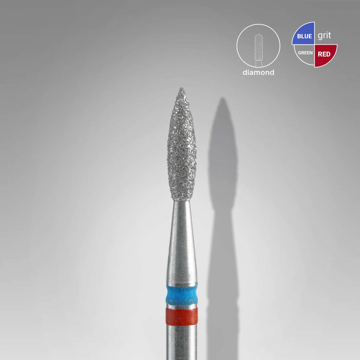 ראש יהלום בצורת להבה DUO אדום כחול EXPERT קוטר ראש 2.1 מ"מ חלק עבודה 8 מ"מ