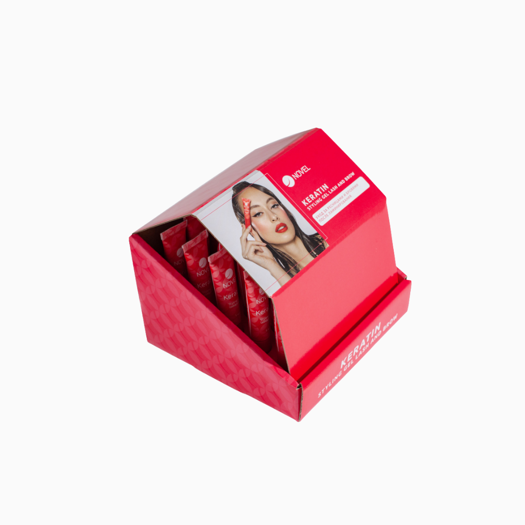 ג׳ל קרטין לעיצוב ריסים וגבות | מארז תצוגה 25 יח׳ כולל סטנד