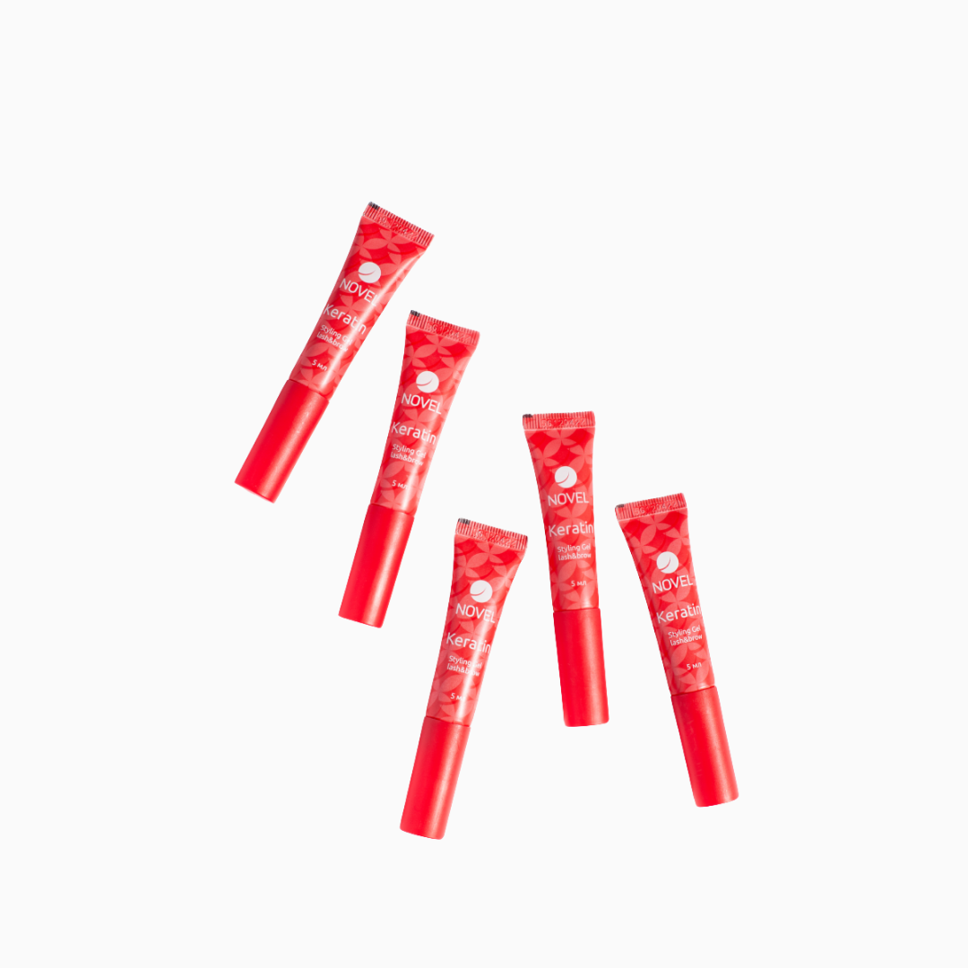 ג׳ל קרטין לעיצוב ריסים וגבות | מארז תצוגה 25 יח׳ כולל סטנד