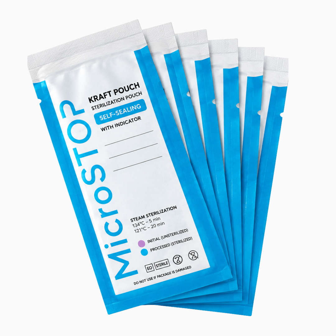 أكياس تعقيم كرافت شفافة MicroStop مقاس 100×200 مم – 100 قطعة