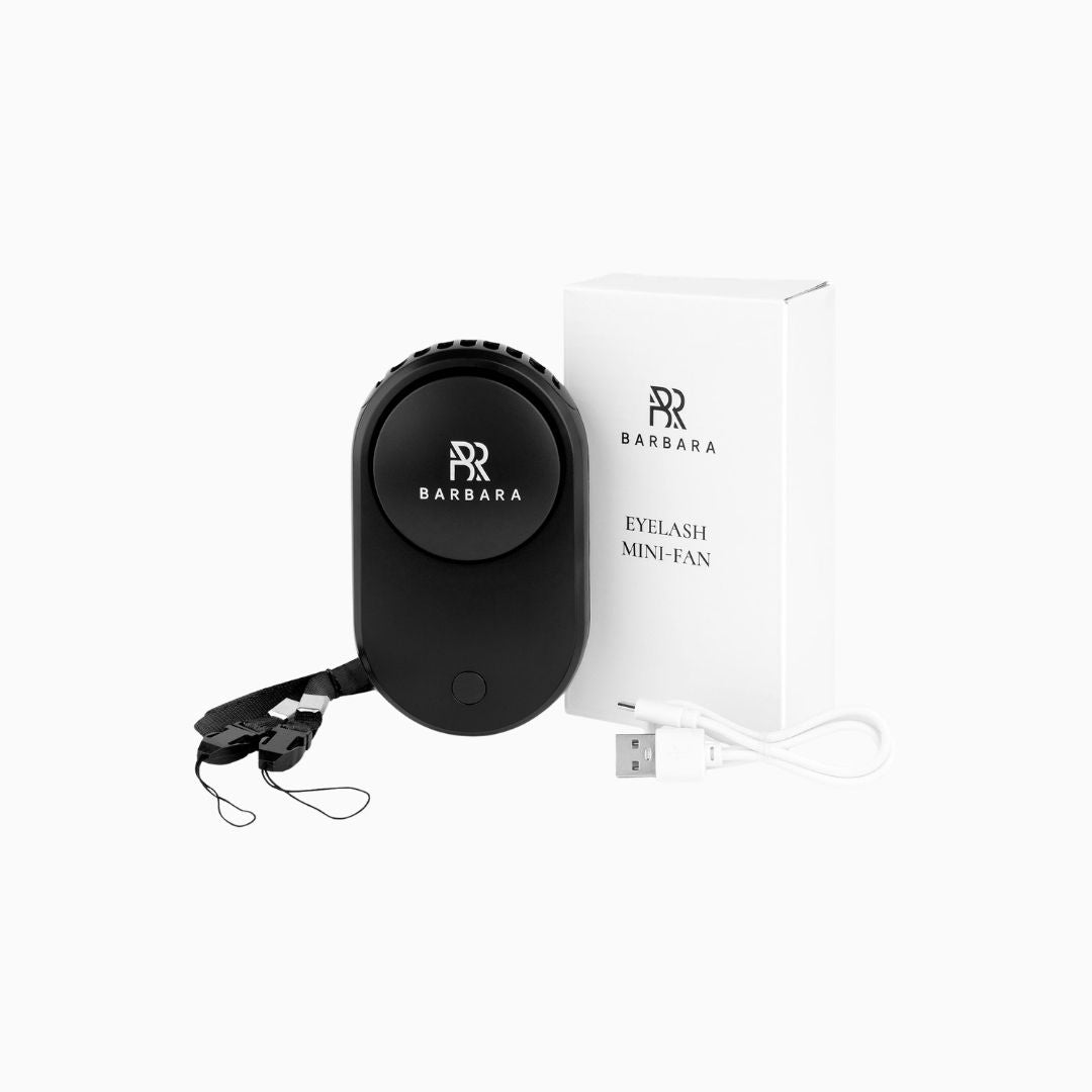 מיני מאוורר מקצועי BARBARA להלחמת ריסים בצבע שחור ולבן עם כבל USB
