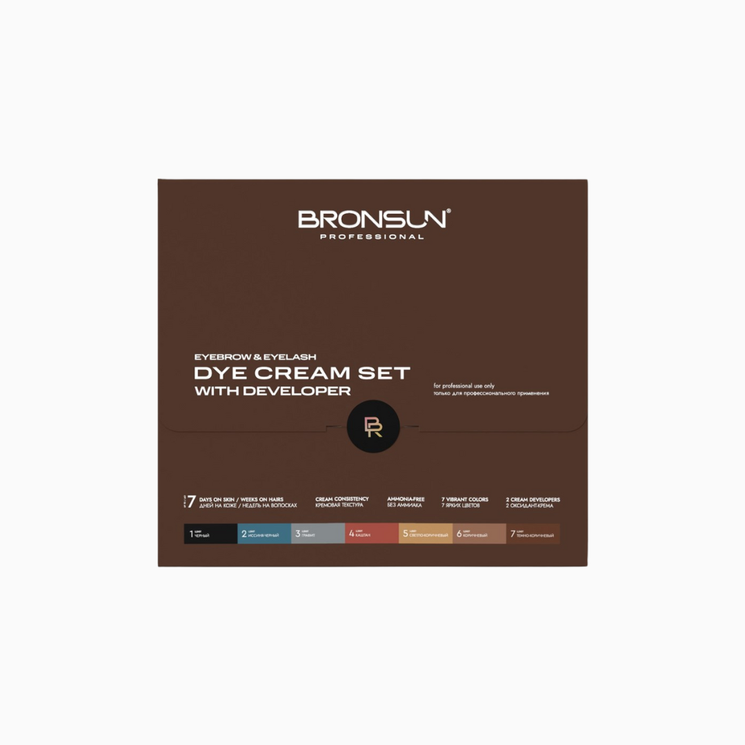 סט צבעי קרם לגבות ולריסים Bronsun עם אוקסידנט
