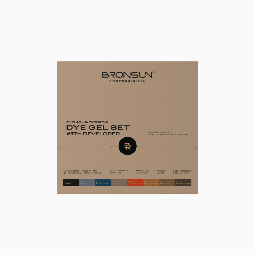 סט צבע ג׳ל לגבות ולריסים Bronsun עם אוקסידנט