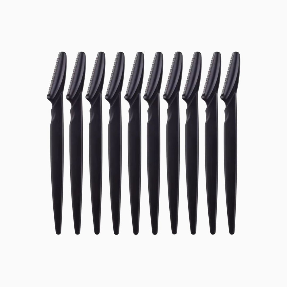 סכיני גילוח שחורים לעיצוב גבות – מארז 10 יחידות