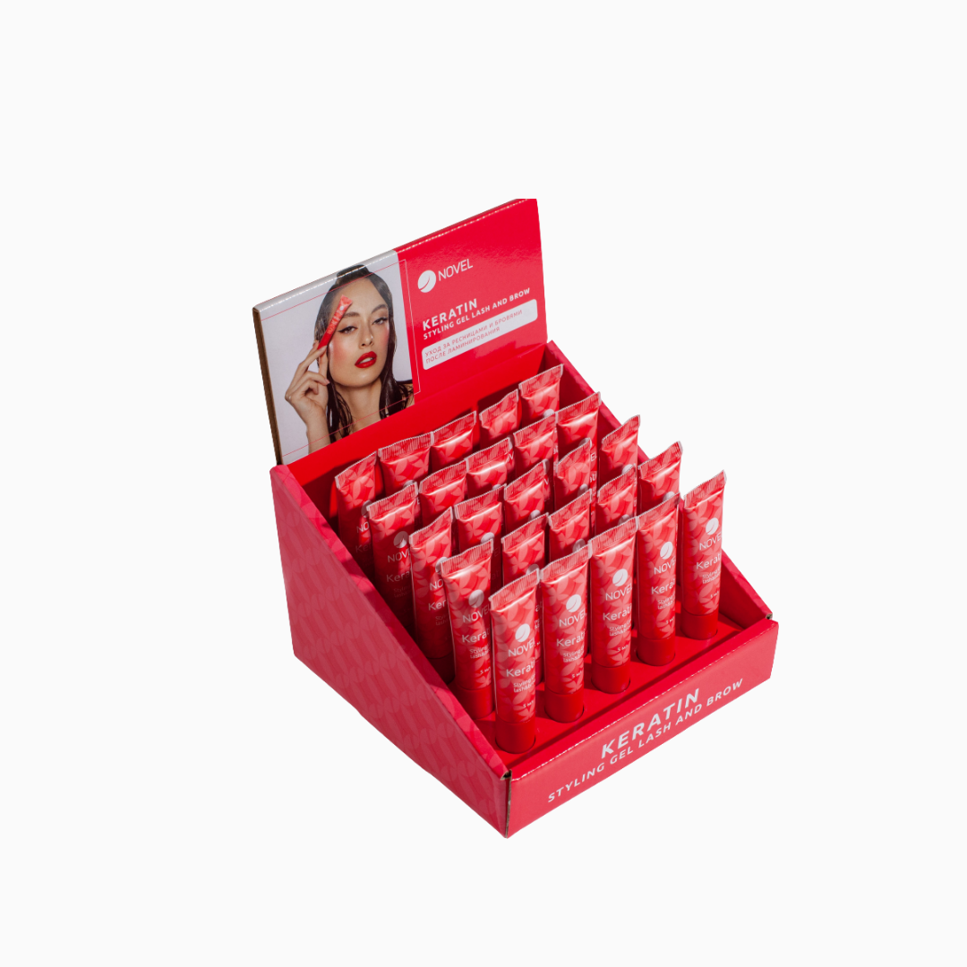 ג׳ל קרטין לעיצוב ריסים וגבות Novel במארז תצוגה מקצועי