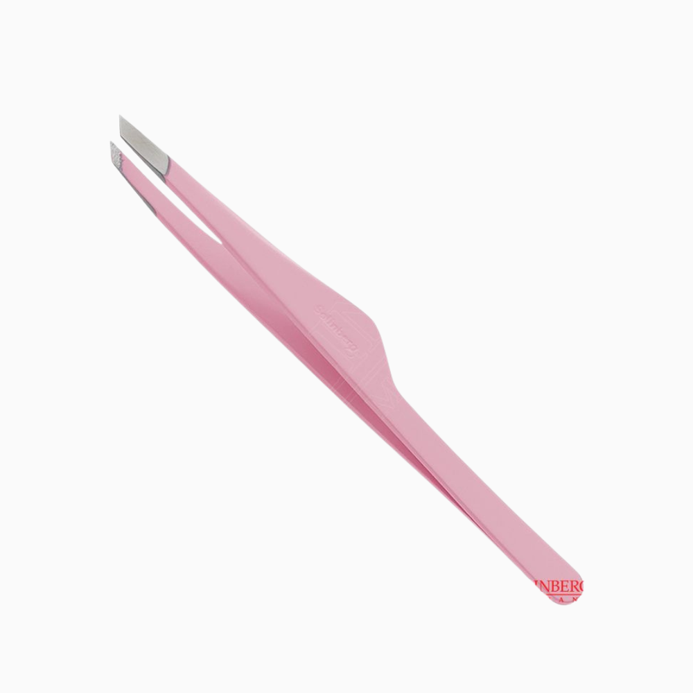 פינצטת גבות מקצועית Solinberg G804Z בצבע ורוד עם קצה אלכסוני